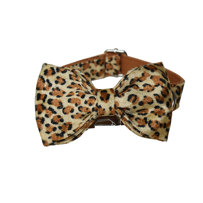 Leopard Print Zinc Alloy Dog Collar with Deep Bottom
