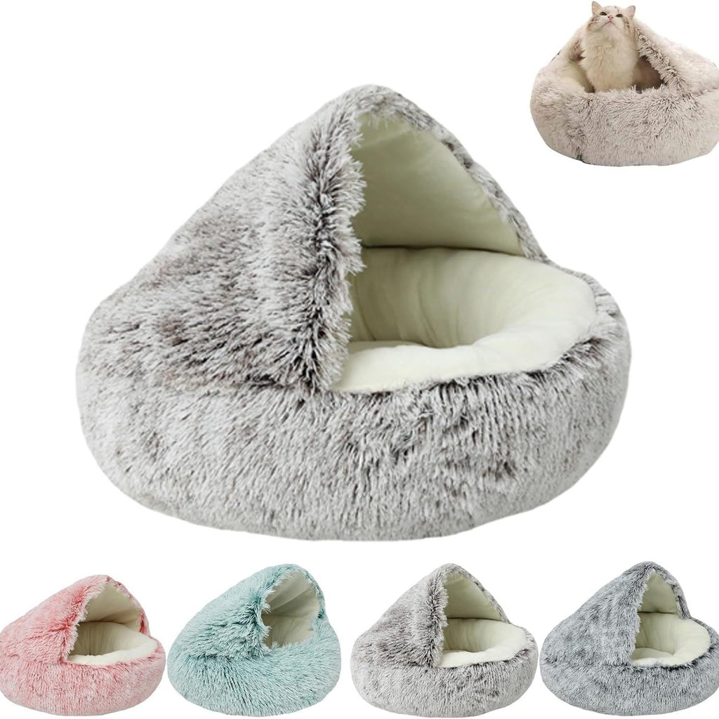 Cozy Round Crystal Velvet Pet Bed for Cats and Dogs
