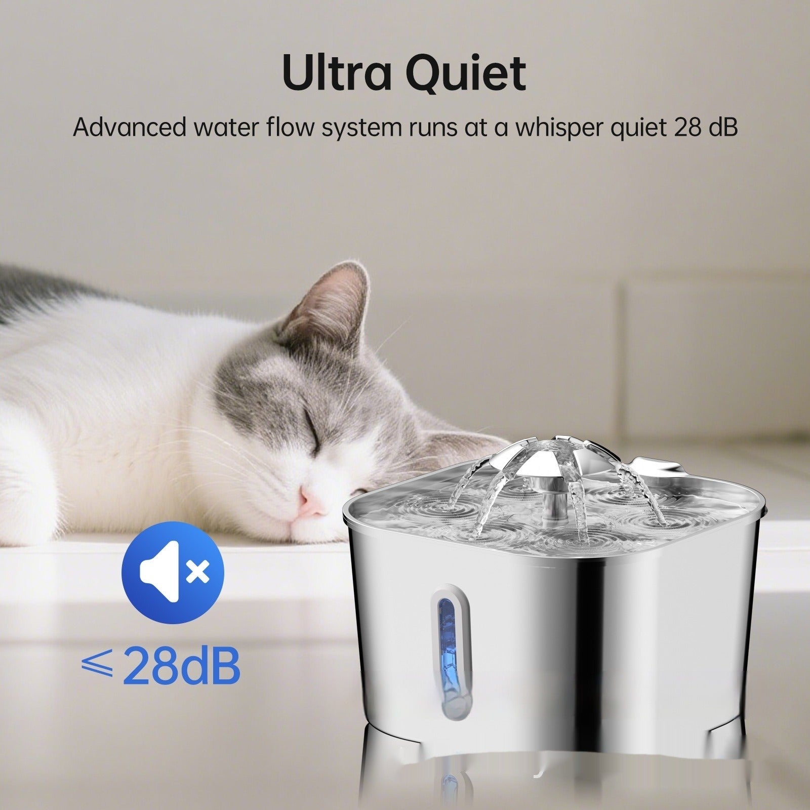 2.2L Stainless Steel Pet Water Fountain