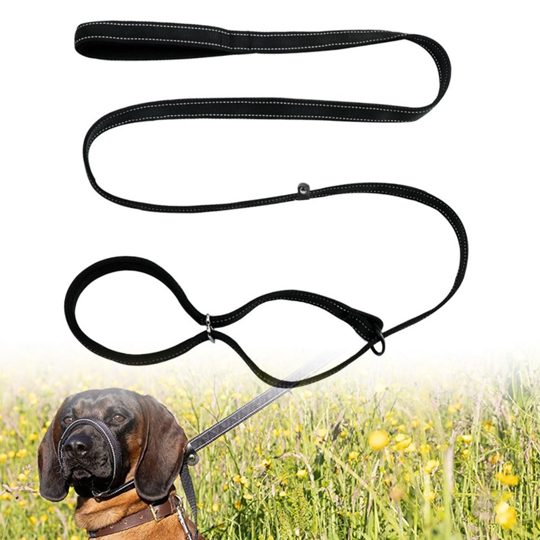 Anti-Bite Muzzle Leash for Dogs with Waste Bag Dispenser