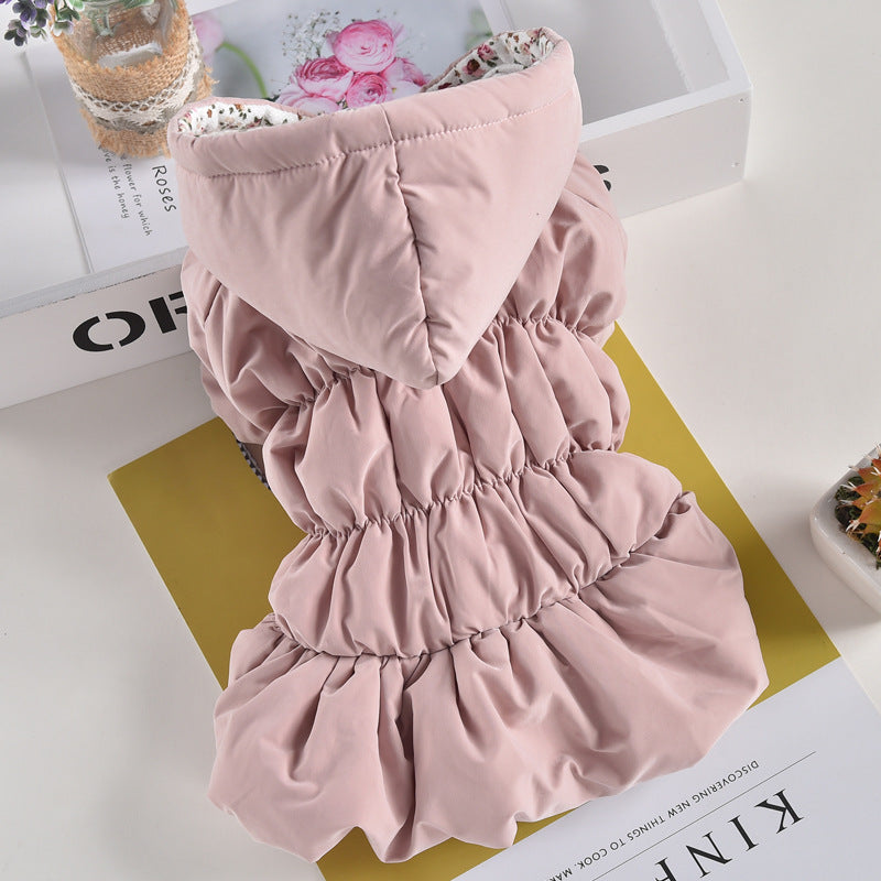 Floral Bubble Skirt Cotton Winter Clothes for Pets