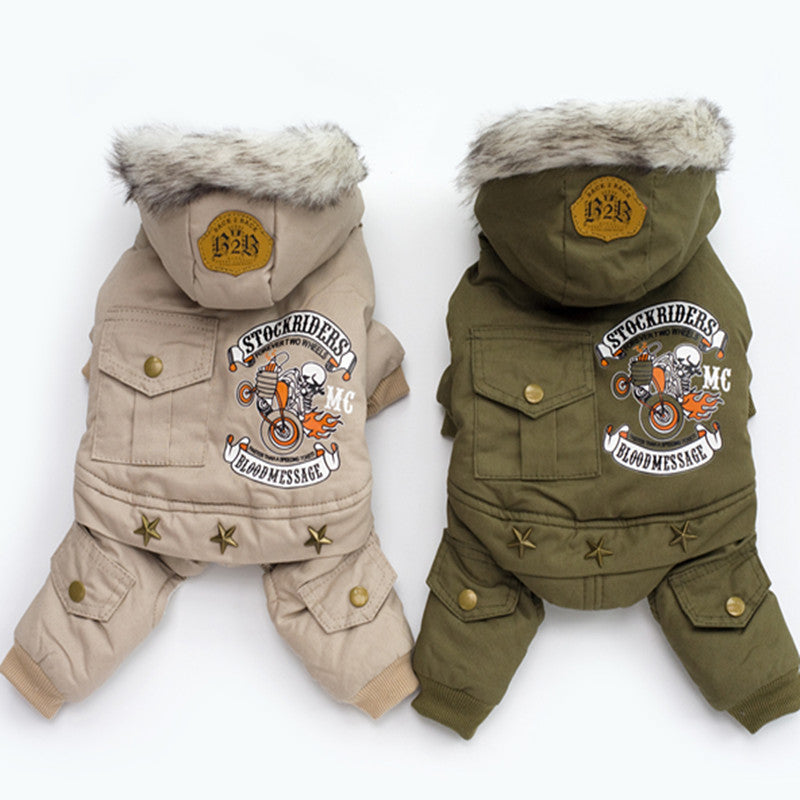 Military Style Dog Cotton Jacket for Small Breeds