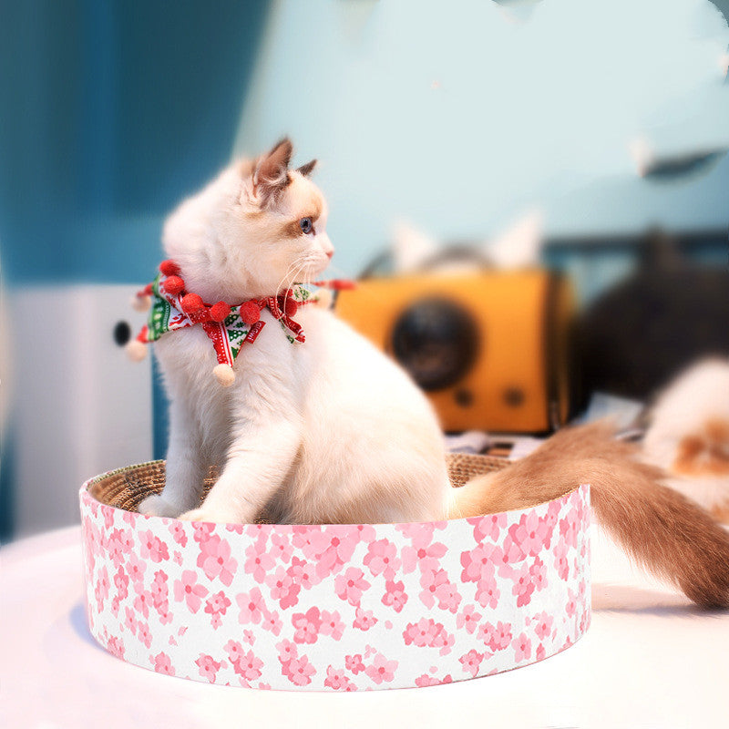 Large Round Cat Scratch Board and Toy with Corrugated Paper