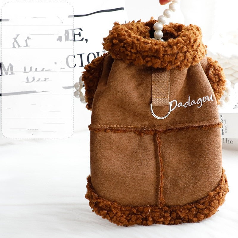Peach Velvet Winter Pet Vest