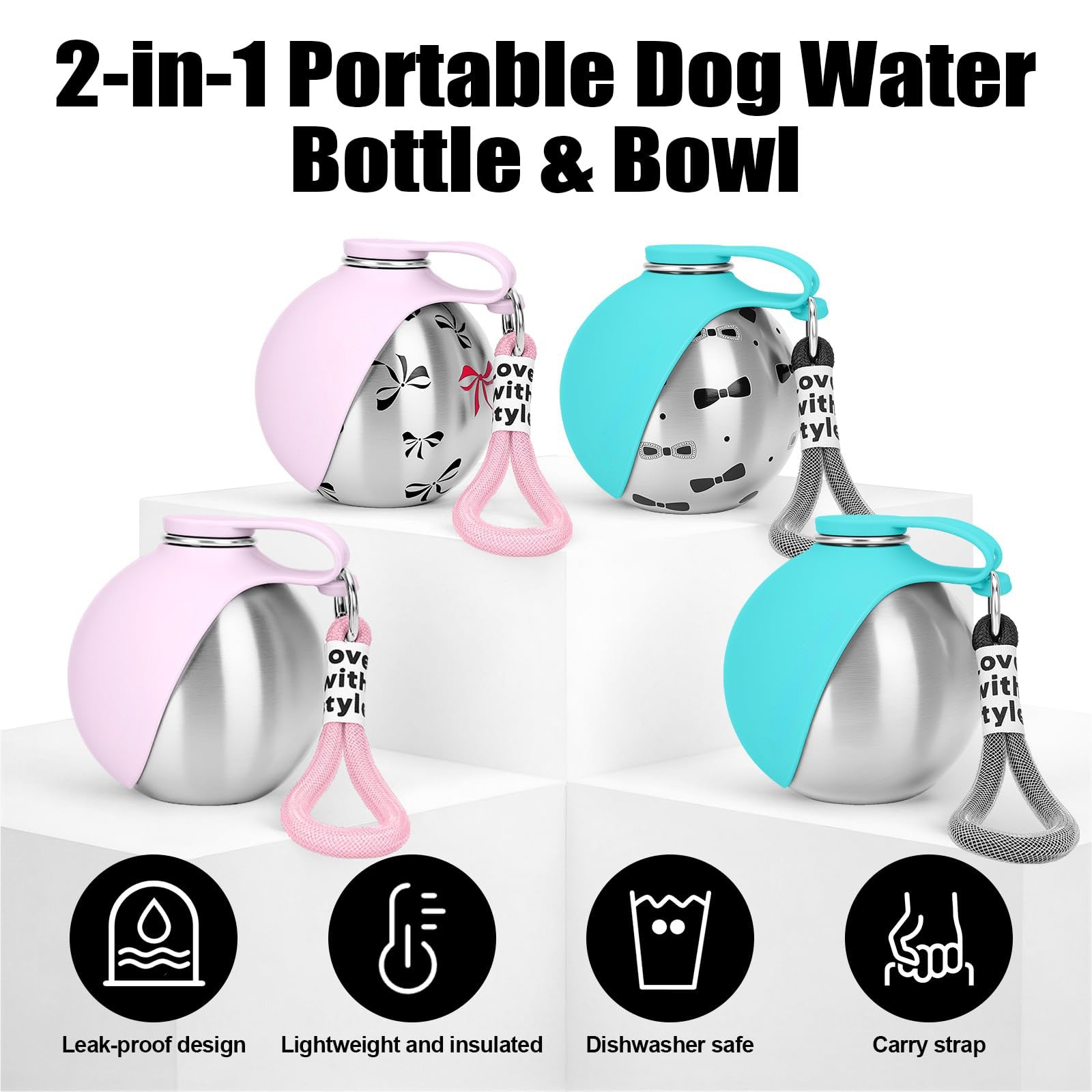 10oz Stainless Steel Dog Water Bottle