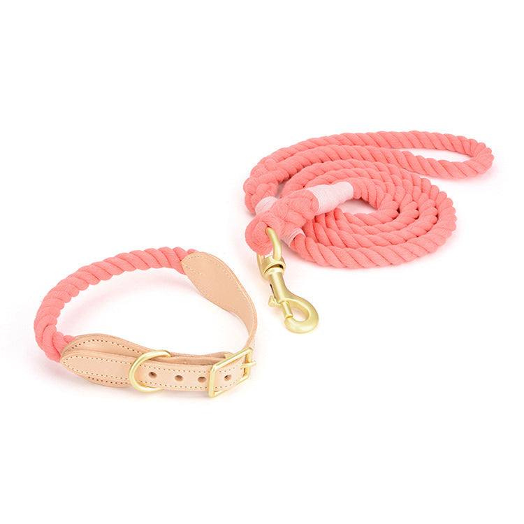 Cowhide Woven Cotton Rope Dog Leash for Pets
