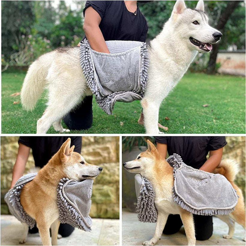Chenille Absorbent Quick-Dry Bath Towel for Pets