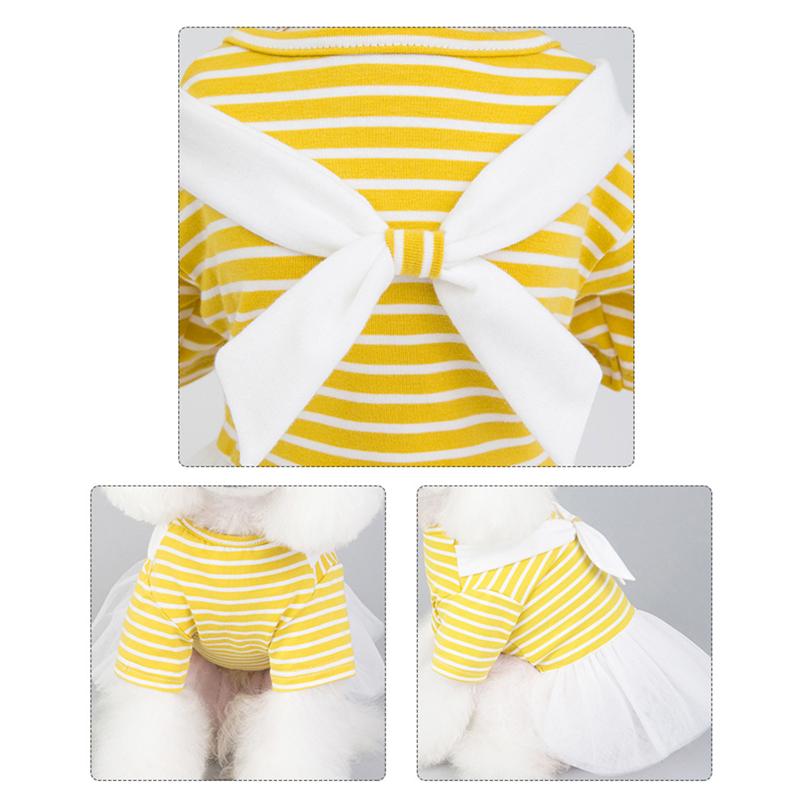 New Spring Summer Dog Clothing with White Bow Dress
