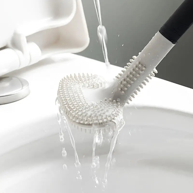360° Flexible Silicone Toilet Brush with Long Handle