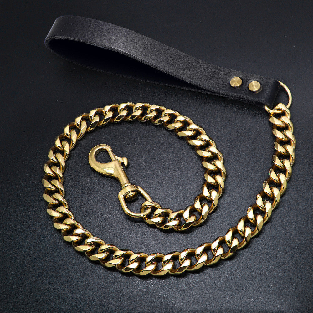 19mm Golden Stainless Steel Titanium Dog Leash
