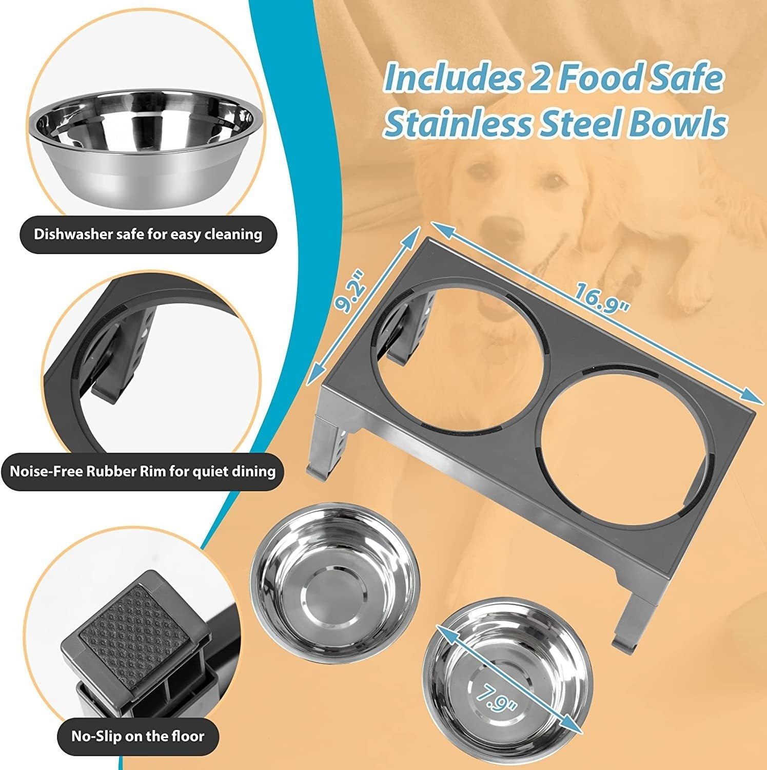 Adjustable Elevated Dog Bowl Feeder