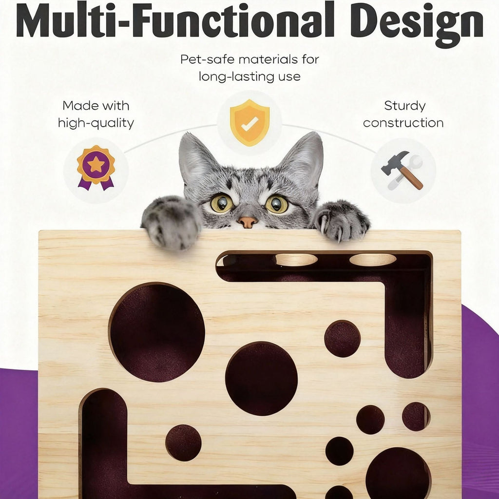 Solid Wood Maze Cat Toy