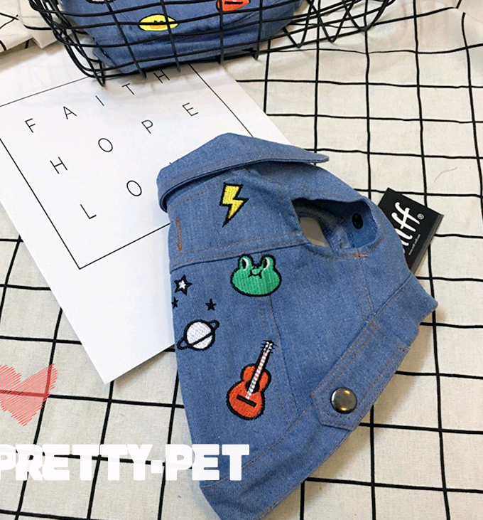 Dog Denim Clothing for Pets - Teddy Bear Vest Shirt