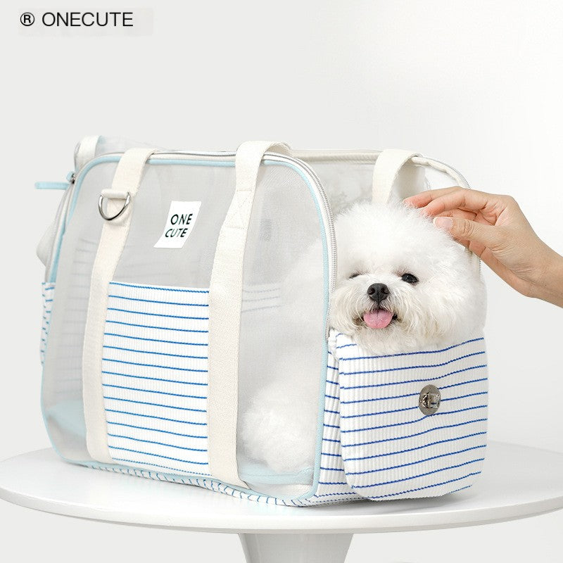 OneCUTE Summer Blue White Striped Pet Carrier Bag