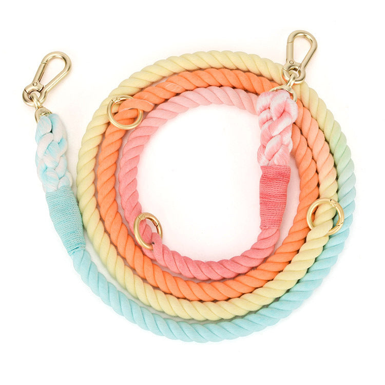 Gradient Rainbow Color Pet Traction Leash
