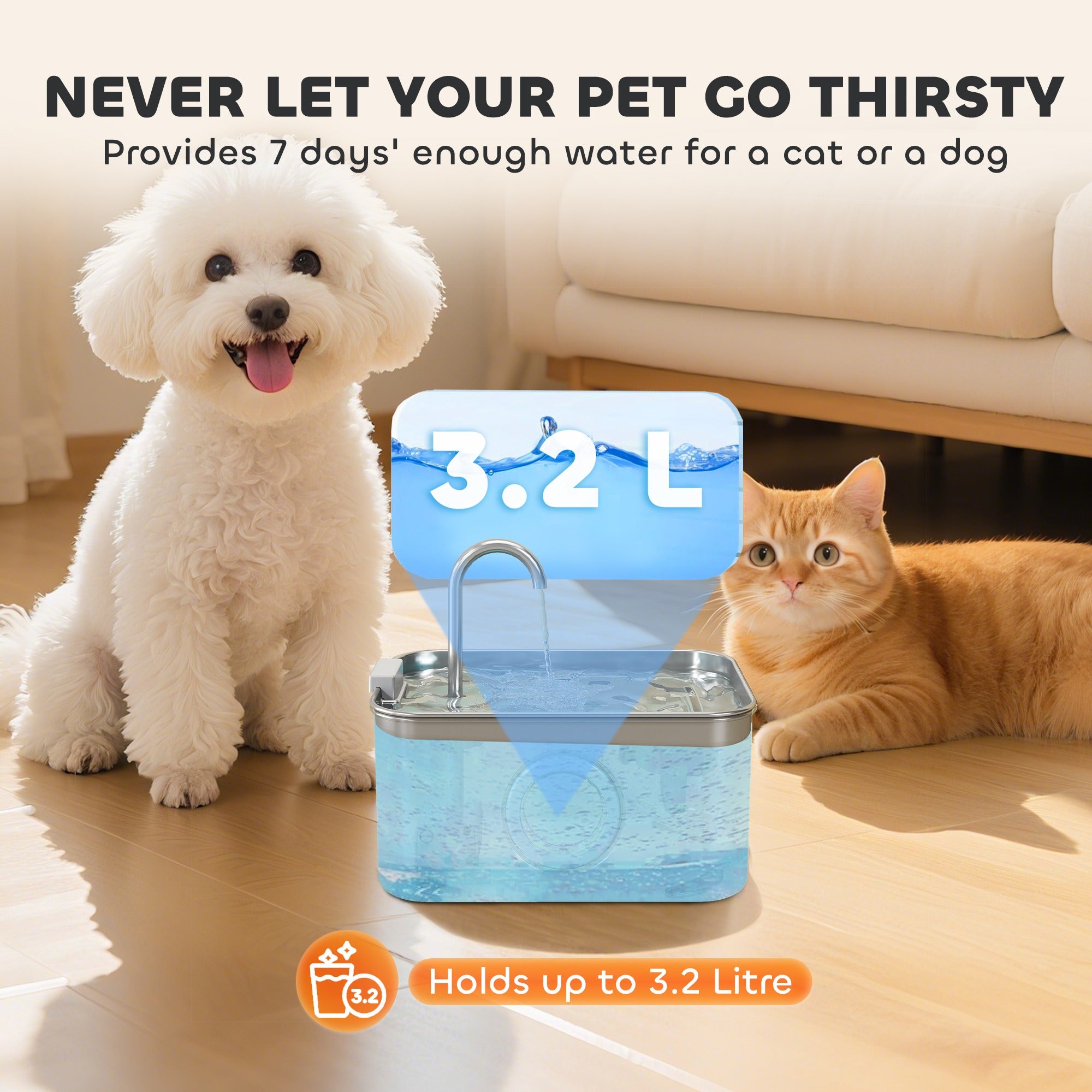 Stainless Steel Cat Water Fountain