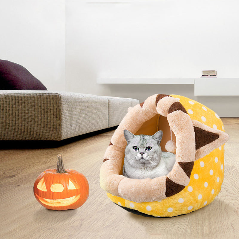 Cartoon Half-Enclosed Pet Bed for Dogs and Cats