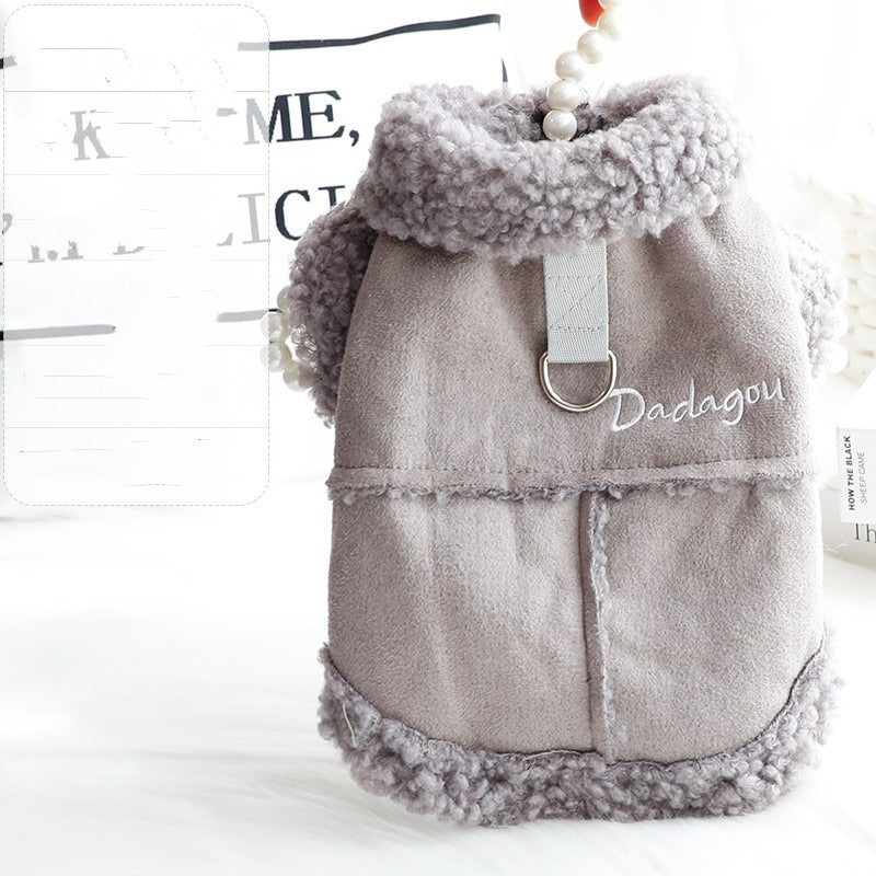 Peach Velvet Winter Pet Vest