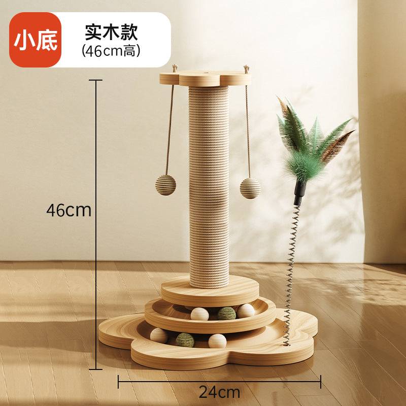 Wholesale Solid Wood Cat Toy with Sisal Scratch Post