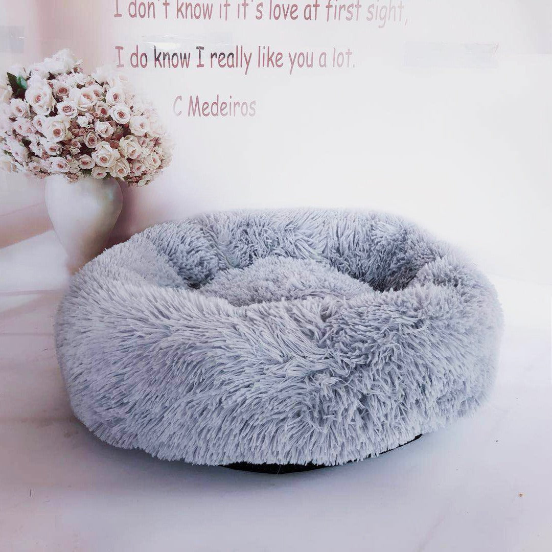 Round Plush Pet Bed for Small Dogs & Cats