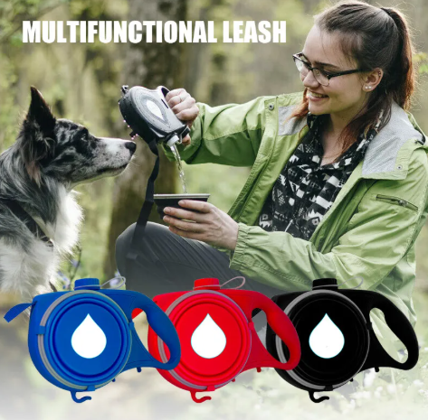 Portable Dog Leash with Built-in Water Bottle