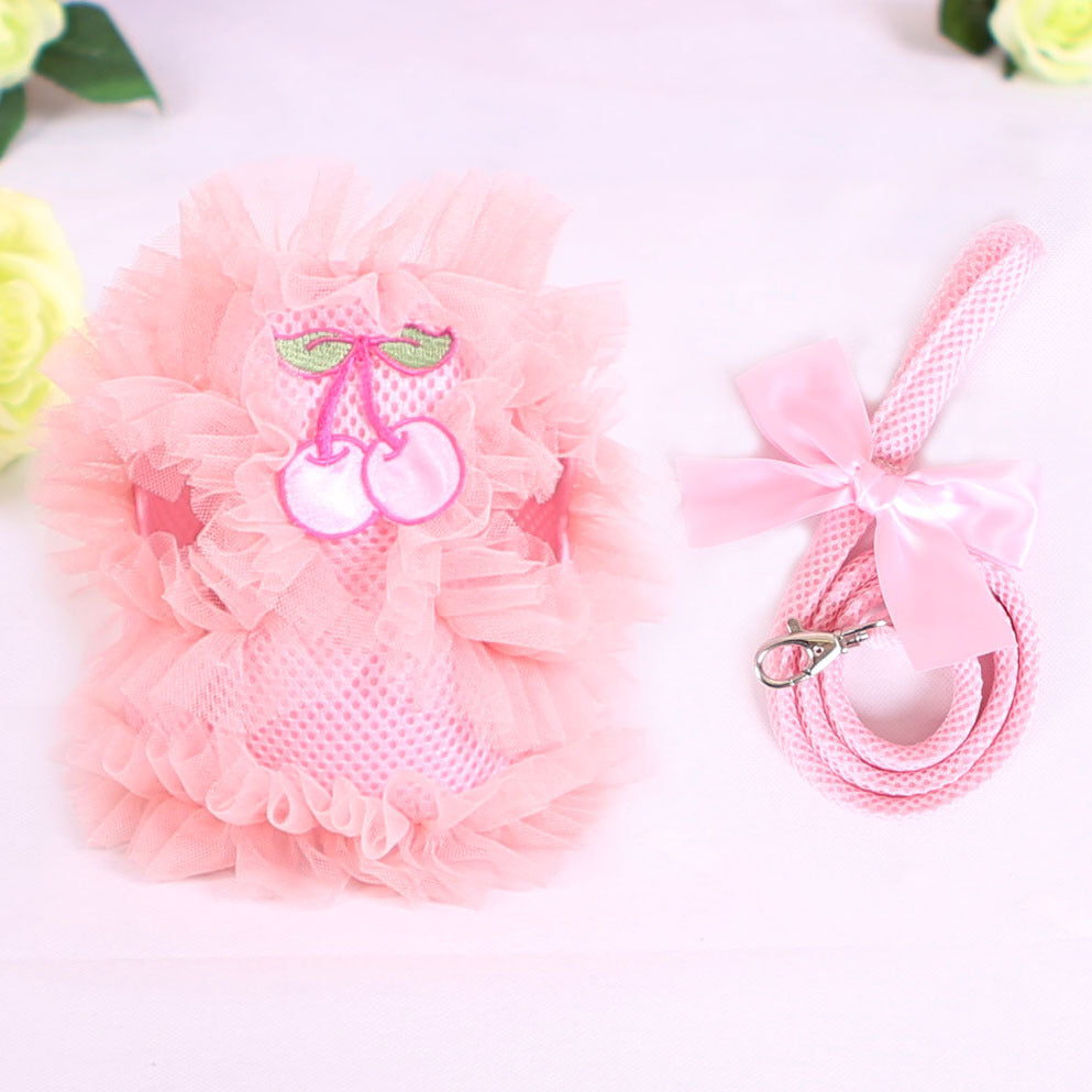 MKO Cute Lace Dog Harness Leash for Pets