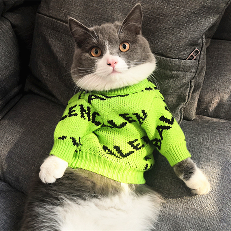 Warm Fashion Sweaters with Street Slogans for Pets