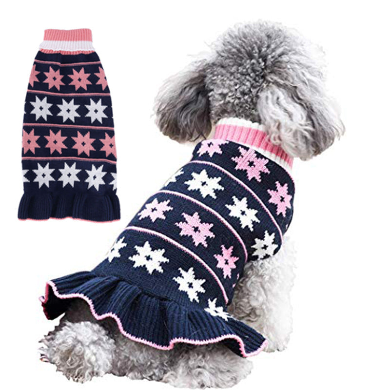 New Dog Dress for Autumn and Winter with Star Wave