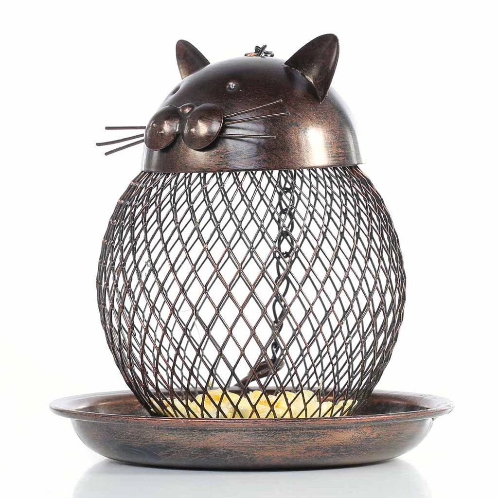 Modern Metal Cat Bird Feeder Home Decor Gift