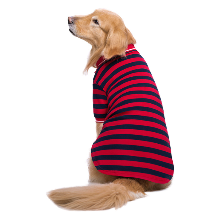 Lightweight Striped Polo Shirt for Large Dogs