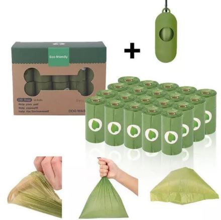 Biodegradable Dog Waste Bags with Dispenser – Lavender Scented, Leak-Proof, 16 Rolls (Green)