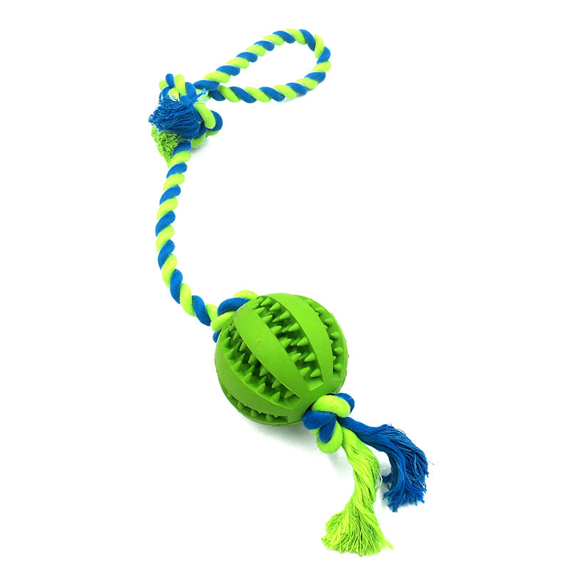 Cotton Rope Dog Toy with Rubber Ball for Tough Chewers
