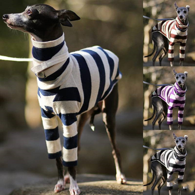 Striped High Neck Pet Clothing for Dogs