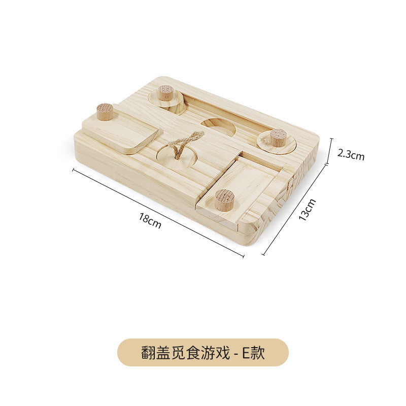 Wooden Foraging Puzzle Toy for Small Animals
