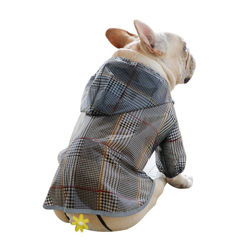 Waterproof Pet Raincoat with Plaid Design for Dogs