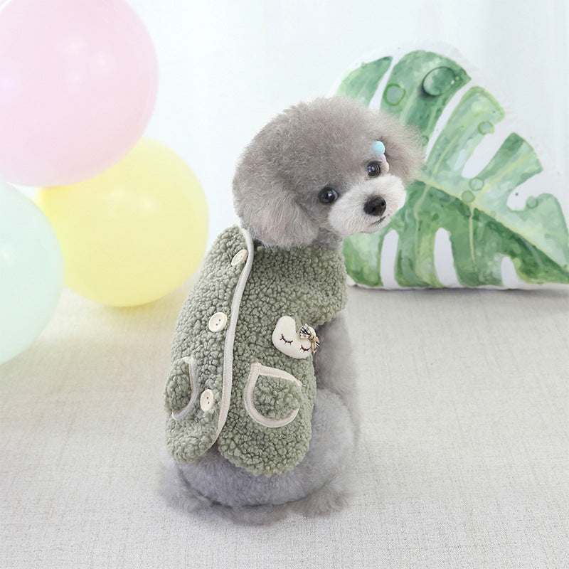 Cute Velvet Vest for Teddy Pets - Autumn & Winter Fashion