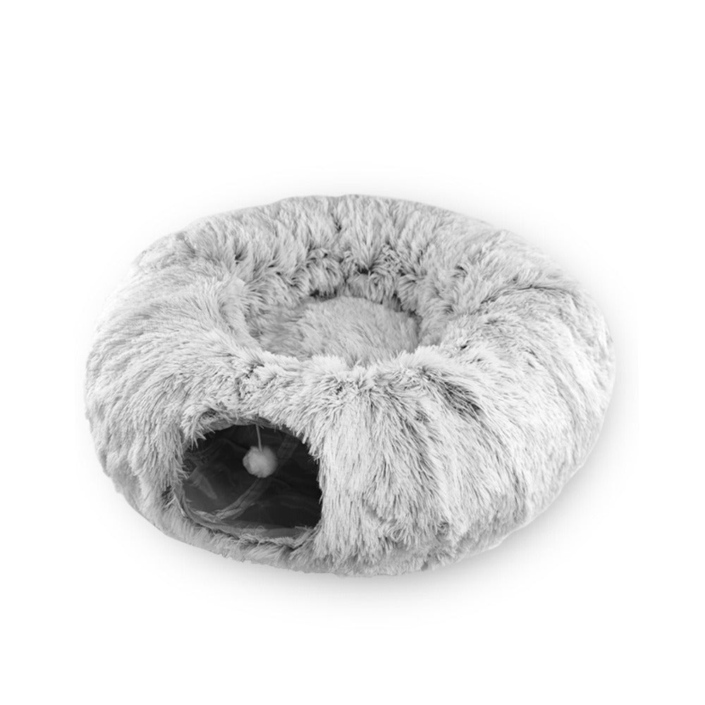 Cat Tunnel Bed with Washable Mat for Indoor Pets