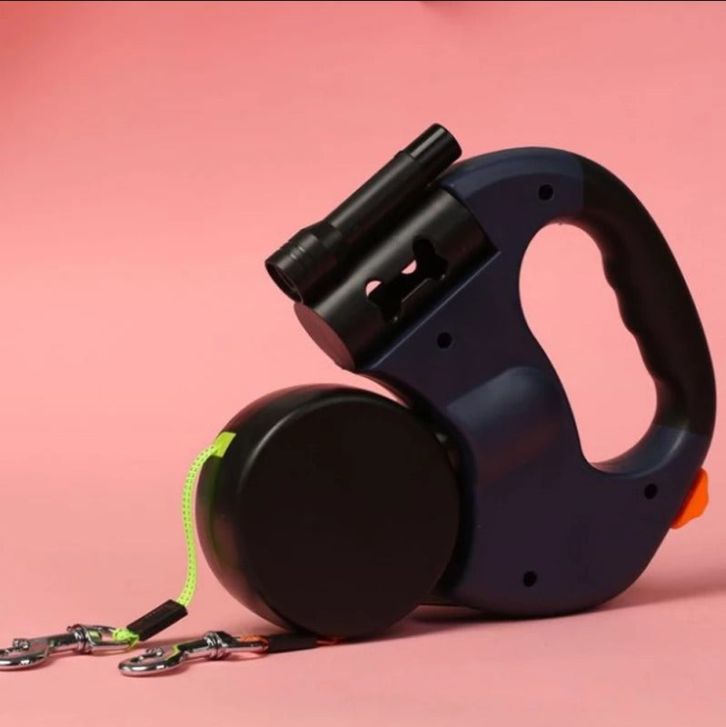 Dual Head Retractable Dog Leash with Flashlight