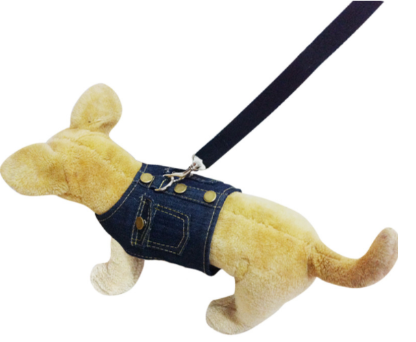 Denim Dog Harness with Leash for Walking Supplies