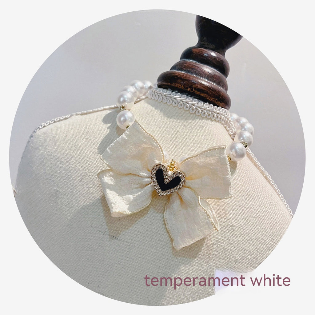 Japanese Pet Necklace with Pearl Bow Jewelry