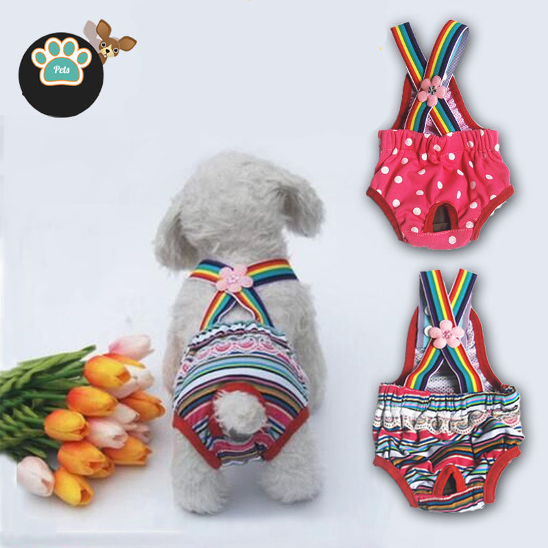 Striped Pet Print Hygiene Pants for Female Dogs