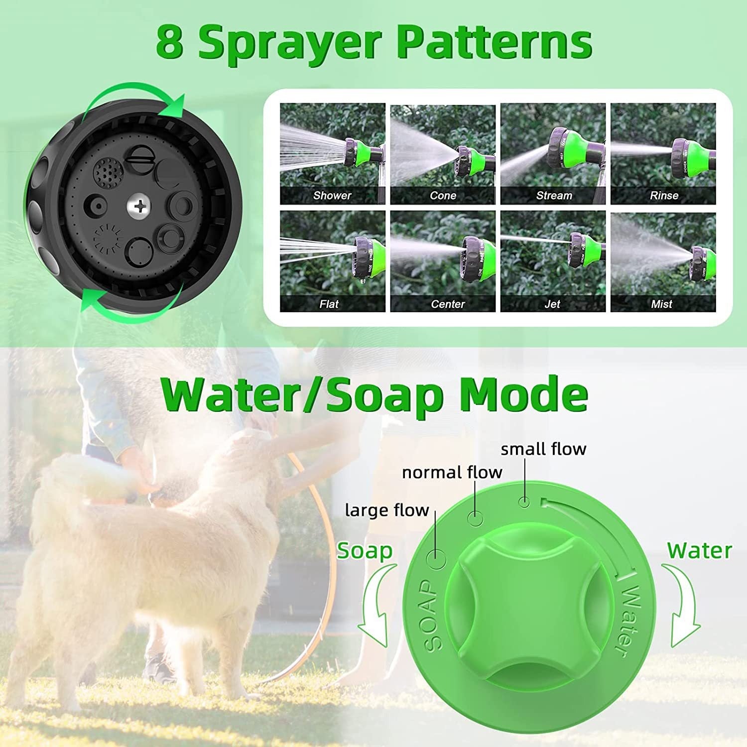 Pet Dog Wash Outdoor High-Pressure Sprayer Brush & Grooming Comb