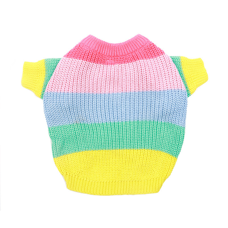Cross-Border Rainbow Dog Knitted Sweater for Fall/Winter