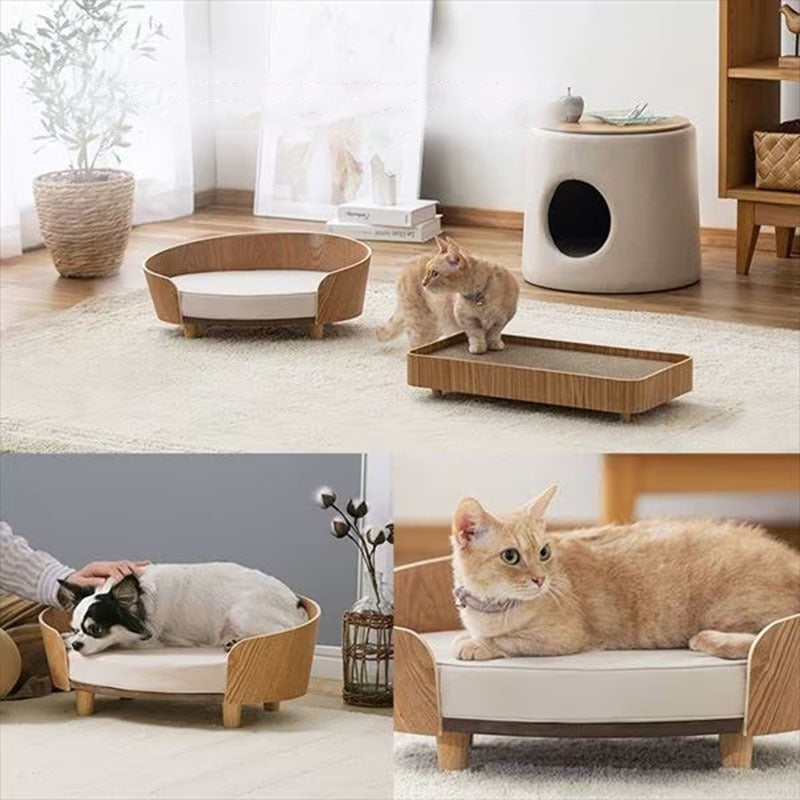 Wooden Cat Nest Dog Bed Pet Sofa