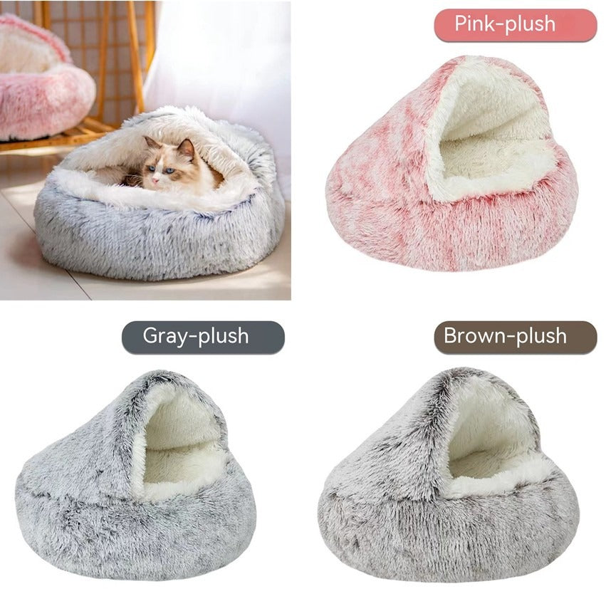 Semi-Closed Cat Bed with Shell Cover for Small Pets