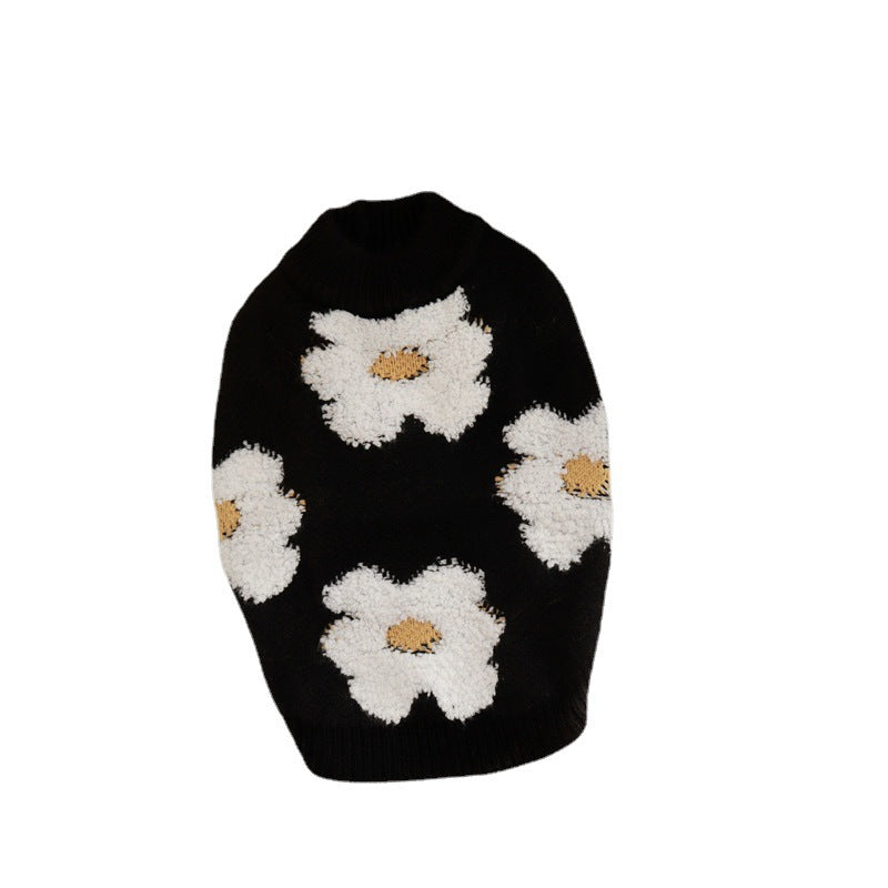 Thick Warm Floral Pet Sweater for Autumn and Winter