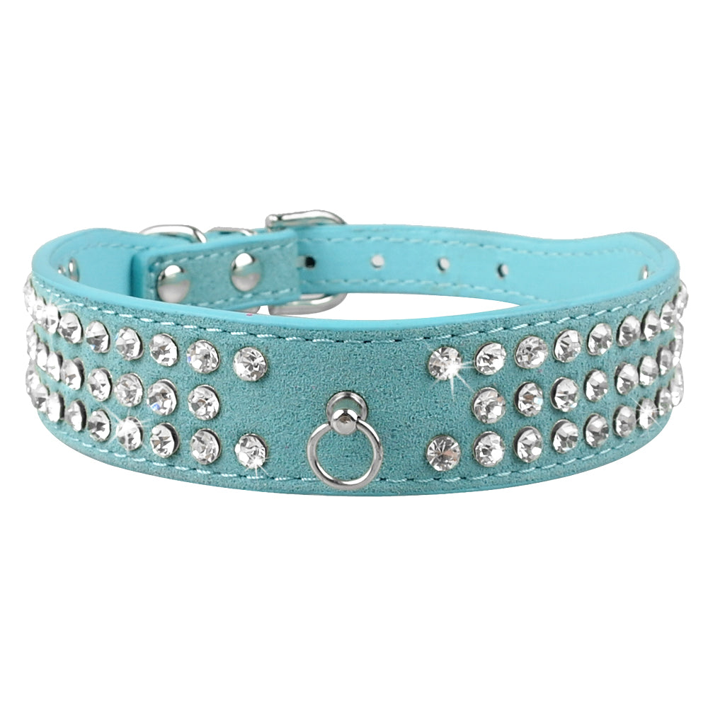 Korean Velvet Pet Leash with Rhinestone Design