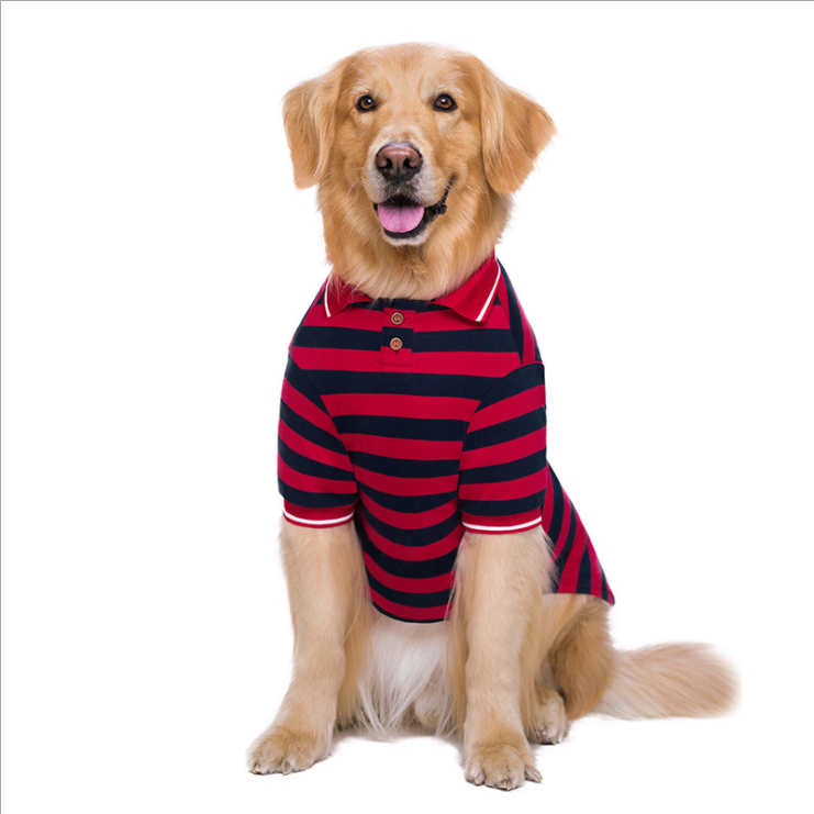 Lightweight Striped Polo Shirt for Large Dogs