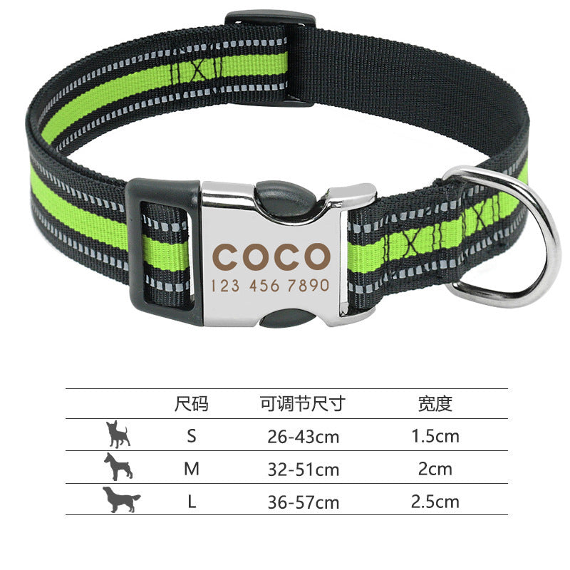 Reflective Dog Collar with Engraving for Pets