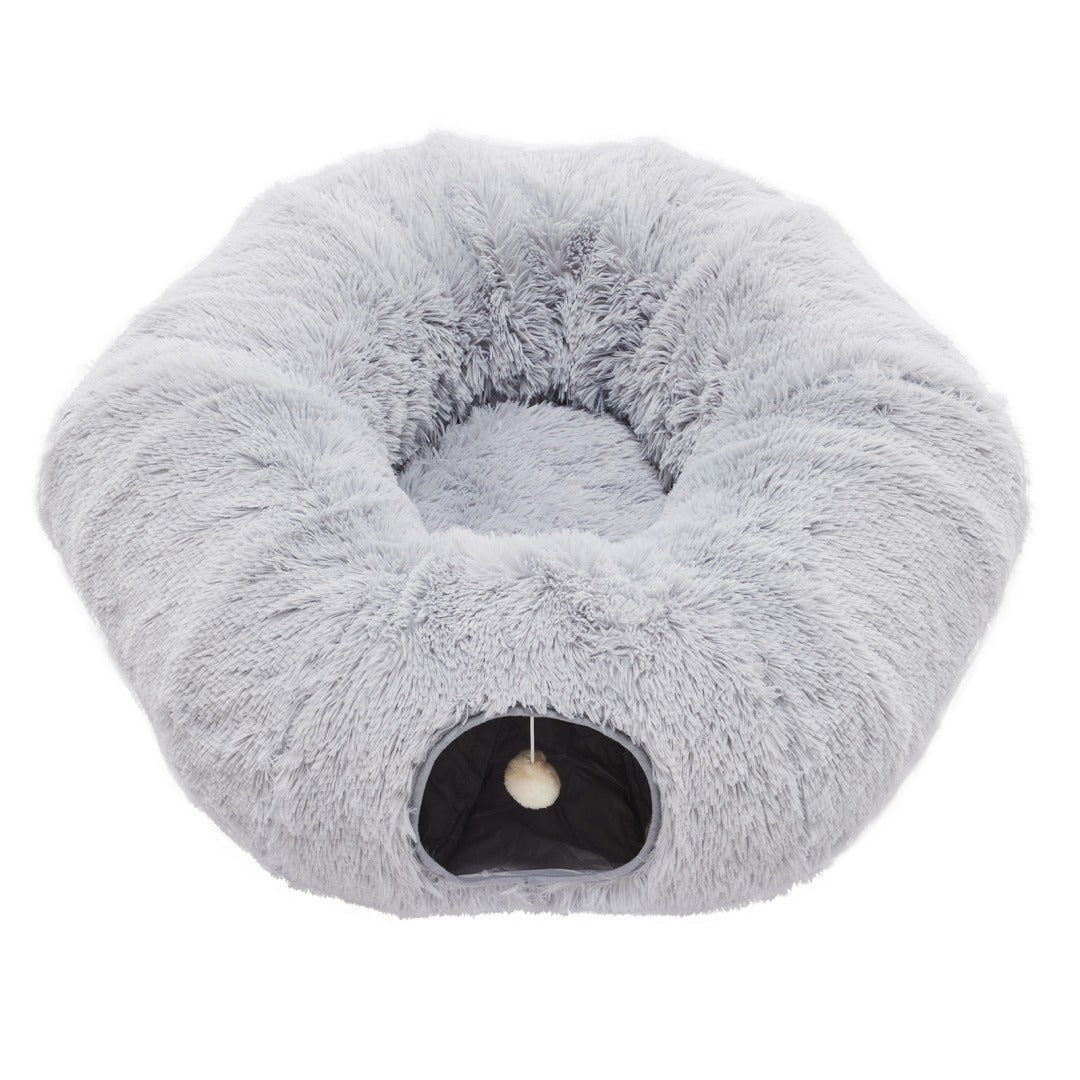 Cat Tunnel with Plush Bed for Cats